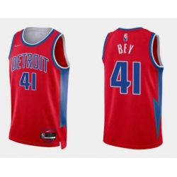 Men Nike Detroit Pistons 41 Saddiq Bey Red NBA Swingman 2020 21 City Edition Jersey