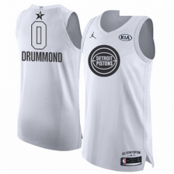 Mens Nike Detroit Pistons 0 Andre Drummond Authentic White 2018 All Star Game NBA Jersey