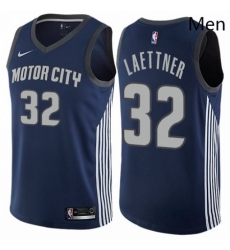 Mens Nike Detroit Pistons 32 Christian Laettner Authentic Navy Blue NBA Jersey City Edition