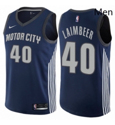 Mens Nike Detroit Pistons 40 Bill Laimbeer Swingman Navy Blue NBA Jersey City Edition