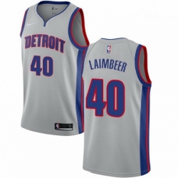 Mens Nike Detroit Pistons 40 Bill Laimbeer Swingman Silver NBA Jersey Statement Edition