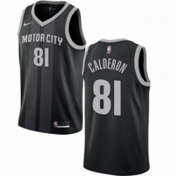 Mens Nike Detroit Pistons 81 Jose Calderon Swingman Black NBA Jersey City Edition 