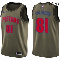 Mens Nike Detroit Pistons 81 Jose Calderon Swingman Green Salute to Service NBA Jersey 