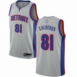 Mens Nike Detroit Pistons 81 Jose Calderon Swingman Silver NBA Jersey Statement Edition 