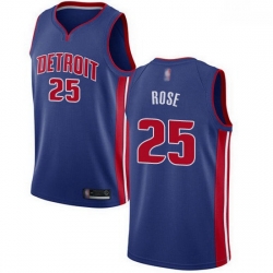 Pistons  25 Derrick Rose Blue Basketball Swingman Icon Edition Jersey