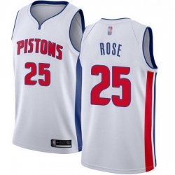 Pistons  25 Derrick Rose White Basketball Swingman Association Edition Jersey