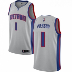 Youth Nike Detroit Pistons 1 Allen Iverson Swingman Silver NBA Jersey Statement Edition