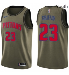 Youth Nike Detroit Pistons 23 Blake Griffin Swingman Green Salute to Service NBA Jersey 