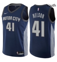 Youth Nike Detroit Pistons 41 Jameer Nelson Swingman Navy Blue NBA Jersey City Edition 