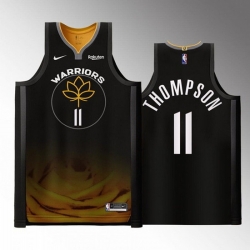 Men Golden State Warriors 11 Klay Thompson 2022 2023 Black City Edition Stitched Basketball Jersey