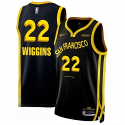 Men Golden State Warriors 22 Andrew Wiggins Black 2023 24 City Edition Stitched Basketball Jersey