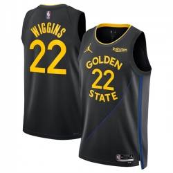 Men Golden State Warriors 22 Andrew Wiggins Black 2024 25 Statement Edition Stitched Basketball Jersey