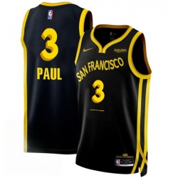 Men Golden State Warriors 3 Chris Paul Black 2023 24 City Edition Stitched Basketball Jersey
