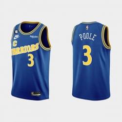 Men Golden State Warriors 3 Jordan Poole 2022 23 Blue With No 6 Patch Stitched Basketball Jersey