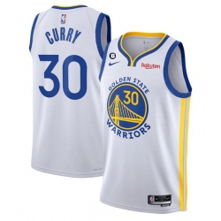 Men Golden State Warriors 30 Stephen Curry White With No 6 Patch Stitched Jersey