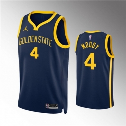 Men Golden State Warriors 4 Moses Moody Navy Statement EditionStitched Jersey