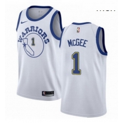 Mens Nike Golden State Warriors 1 JaVale McGee Swingman White Hardwood Classics NBA Jersey