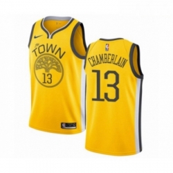 Mens Nike Golden State Warriors 13 Wilt Chamberlain Yellow Swingman Jersey Earned Edition