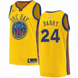 Mens Nike Golden State Warriors 24 Rick Barry Swingman Gold NBA Jersey City Edition