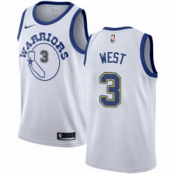 Mens Nike Golden State Warriors 3 David West Authentic White Hardwood Classics NBA Jersey