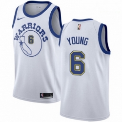 Mens Nike Golden State Warriors 6 Nick Young Authentic White Hardwood Classics NBA Jersey 