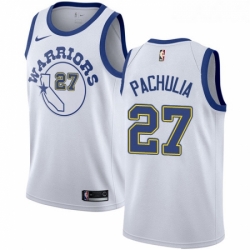 Womens Nike Golden State Warriors 27 Zaza Pachulia Authentic White Hardwood Classics NBA Jersey