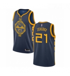 Youth Golden State Warriors 21 Jonas Jerebko Swingman Navy Blue Basketball Jersey City Edition 