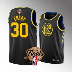 Youth Golden State Warriors 30 Stephen Curry 2022 Black NBA Finals Stitched Jersey
