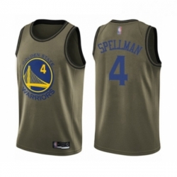 Youth Golden State Warriors 4 Omari Spellman Swingman Green Salute to Service Basketball Jersey 