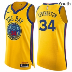 Youth Nike Golden State Warriors 34 Shaun Livingston Swingman Gold NBA Jersey City Edition 