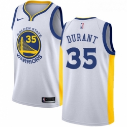 Youth Nike Golden State Warriors 35 Kevin Durant Authentic White Home NBA Jersey Association Edition
