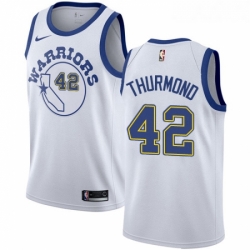 Youth Nike Golden State Warriors 42 Nate Thurmond Authentic White Hardwood Classics NBA Jersey 