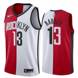 Men Brooklyn Nets Houston Rockets 13 James Harden Jersey Past and Present MVP Red White Split Edition