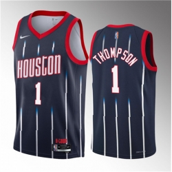 Men Houston Rockets 1 Amen Thompson Navy 2023 Draft City Edition Stitched Basketball Jersey