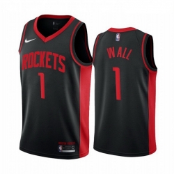 Men Houston Rockets 1 John Wall Black NBA Swingman 2020 21 Earned Edition Jersey