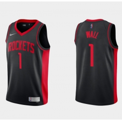 Men Houston Rockets 1 John Wall Earned Edition Black Stitched Basketball Jersey