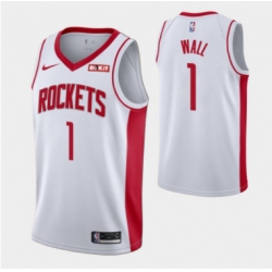 Men Houston Rockets 1 John Wall White Stitched Basketball Jersey