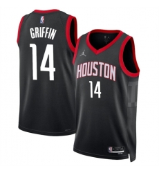 Men Houston Rockets 14 AJ Griffin Black Statement Edition Stitched Jersey