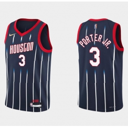 Men Houston Rockets 3 Kevin Porter Jr  2021 22 City Edition 75th Anniversary Navy Stitched Basketball Jersey