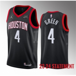 Men Houston Rockets 4 Jalen Green Black 2023 Statement Edition Stitched Basketball Jersey