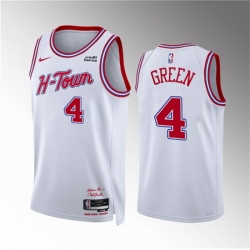 Men Houston Rockets 4 Jalen Green White 2023 24 City Edition Stitched Jersey