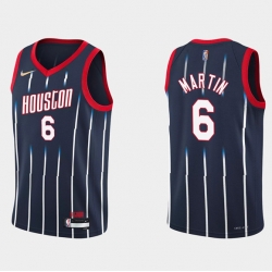 Men Houston Rockets 6 Kenyon Martin Jr  2021 22 City Edition 75th Anniversary Navy Stitched Basketball Jersey