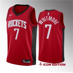 Men Houston Rockets 7 Cam Whitmore Red 2023 Draft Icon Edition Stitched Basketball Jersey