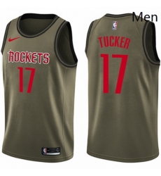 Mens Nike Houston Rockets 17 PJ Tucker Green Salute to Service NBA Swingman Jersey 