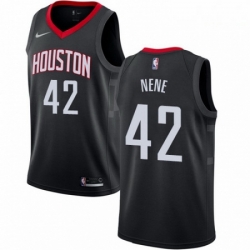 Mens Nike Houston Rockets 42 Nene Authentic Black Alternate NBA Jersey Statement Edition 