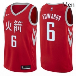 Mens Nike Houston Rockets 6 Vincent Edwards Swingman Red NBA Jersey City Edition 