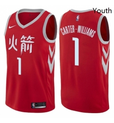 Youth Nike Houston Rockets 1 Michael Carter Williams Swingman Red NBA Jersey City Edition 