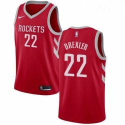 Youth Nike Houston Rockets 22 Clyde Drexler Swingman Red Road NBA Jersey Icon Edition