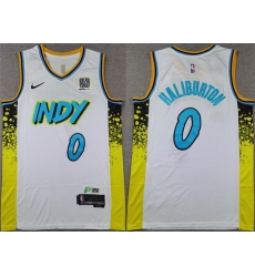 Men Indiana Pacers 0 Tyrese Haliburton White 2024 25 City Edition Stitched Basketball Jersey