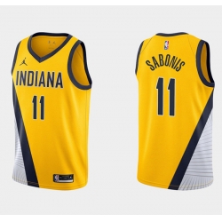 Men Indiana Pacers 11 Domantas Sabonis Yellow Stitched Jersey
